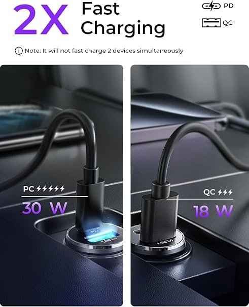 LISEN 54W Car Phone Charger USB C, Cigarette Lighter Adapter - Image 4