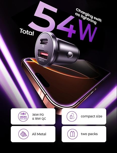 LISEN 54W Car Phone Charger USB C, Cigarette Lighter Adapter - Image 6