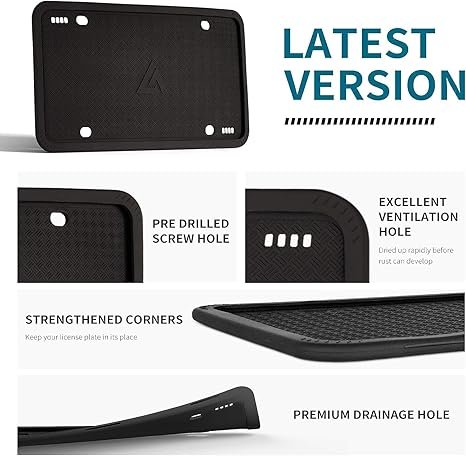 Aujen Silicone License Plate Frames Black, 2 Pack Car License Plate Frame - Image 5