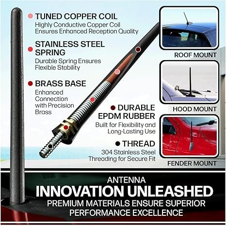 Votex Black Short Rubber 6 3/4 Inch Universal Antenna Kit - Car Wash Proof, Easy Setup - Image 7